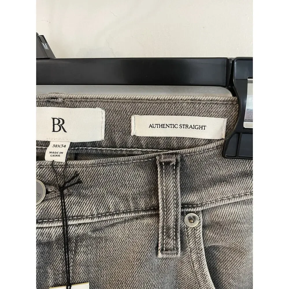 NWT Banana Republic Jeans Mens 38x34 Authentic Straight Light‎ Gray Wash Denim